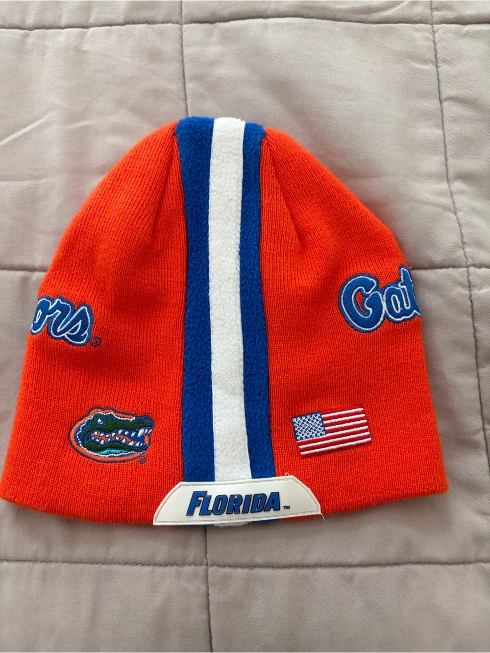 NWT Florida Gators Orange Beanie with Blue & White Stripe